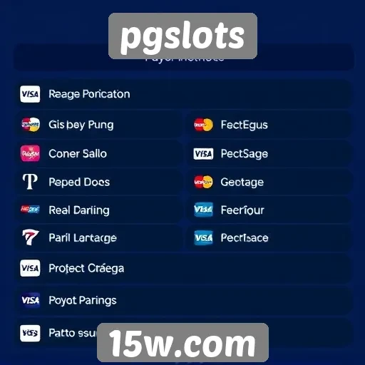 Métodos de pagamento disponíveis em pgslots